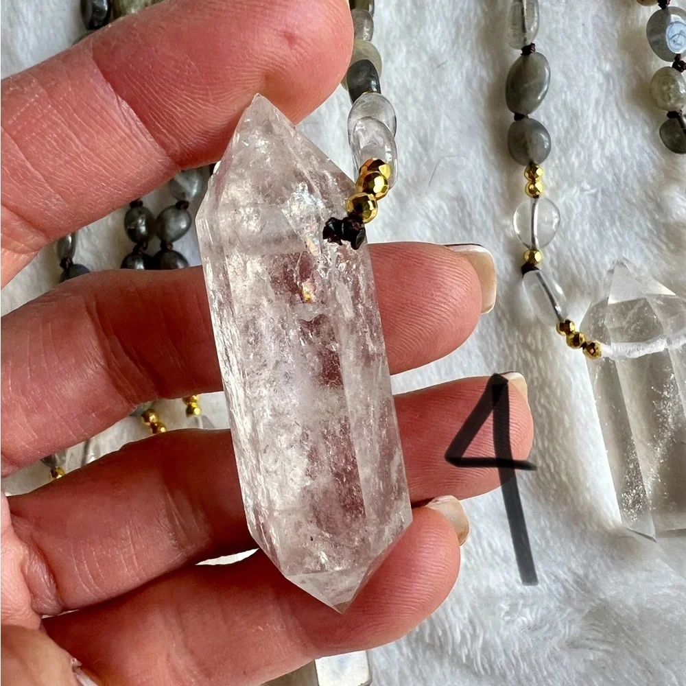 Amazing! DT Power Quartz + Labradorite Mala Necklace - Picture 3 of 12